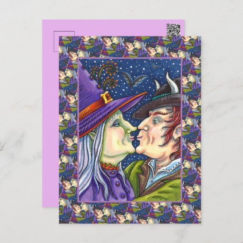 NEVER TOO OLD FOR ROMANCE WITCH  WARLOCK IN LOVE HOLIDAY POSTCARD