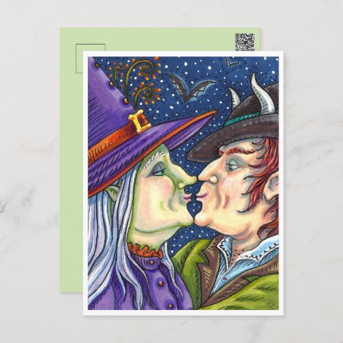 NEVER TOO OLD FOR ROMANCE WITCH  WARLOCK IN LOVE HOLIDAY POSTCARD