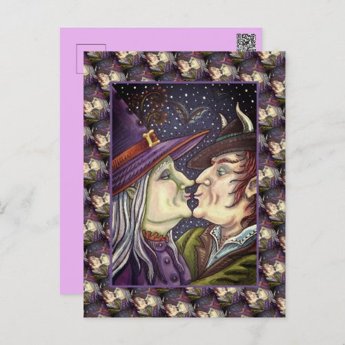 NEVER TOO OLD FOR ROMANCE WITCH  WARLOCK IN LOVE HOLIDAY POSTCARD
