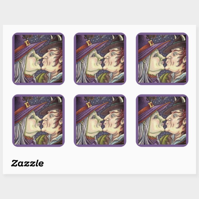 NEVER TOO OLD FOR ROMANCE, WITCH & WARLOCK IN LOVE SQUARE STICKER (Sheet)