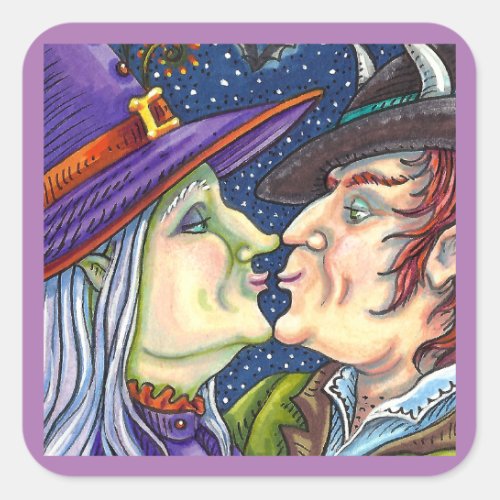 NEVER TOO OLD FOR ROMANCE WITCH  WARLOCK IN LOVE SQUARE STICKER