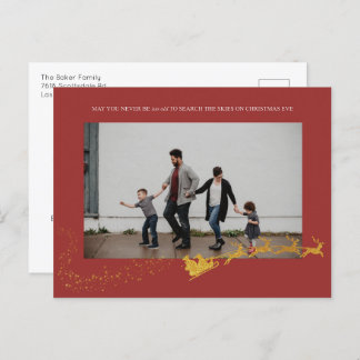 Never Too Old Red Faux Gold Glitter Photo Holiday Postcard