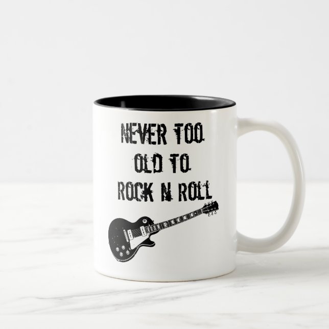 Never Too Old To Rock N Roll Two-Tone Coffee Mug (Right)