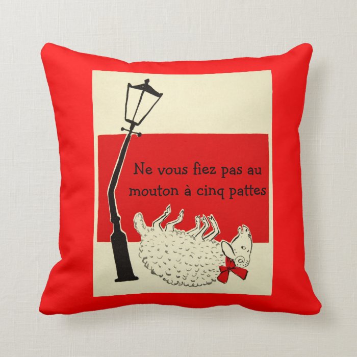 Never Trust a Five Legged Sheep Retro French Pillow