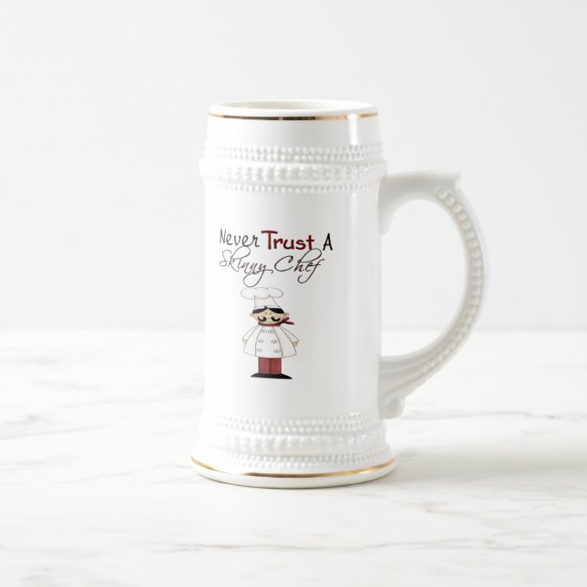 Never Trust a Skinny Chef Beer Stein (Right)