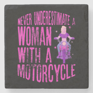 Never under estimate a woman stone coaster