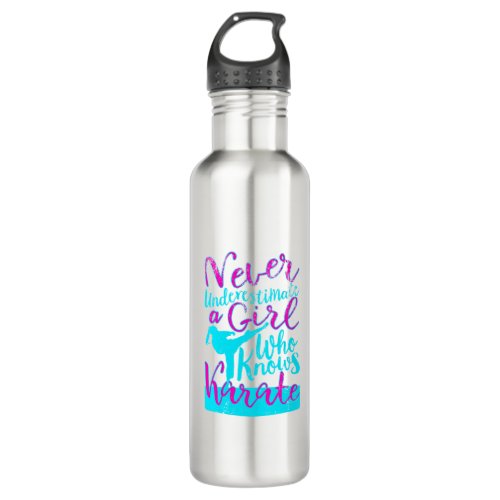 Never Underestimate a Girl Who Knows Karate design Stainless Steel Water Bottle