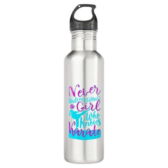 Never Underestimate a Girl Who Knows Karate design Stainless Steel Water Bottle (Front)