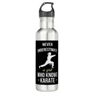 Never Underestimate A Girl Who Knows Karate Martia Stainless Steel Water Bottle
