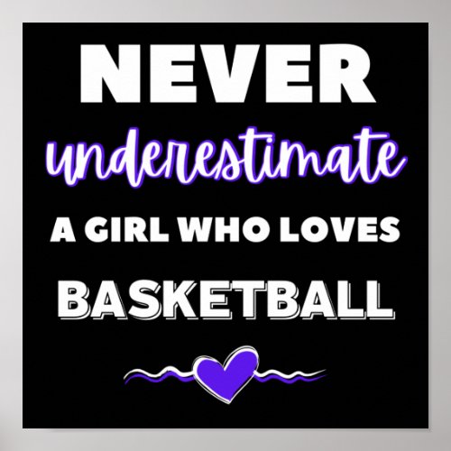 Never underestimate a girl who loves basketball poster