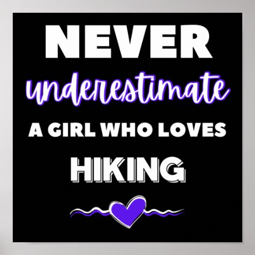 Never underestimate a girl who loves hiking poster