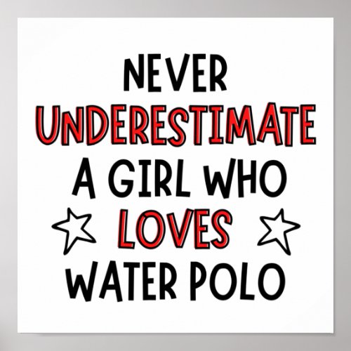 Never underestimate a girl who loves water polo poster