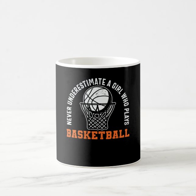 Never Underestimate a Girl Who Plays Basketball Coffee Mug (Center)