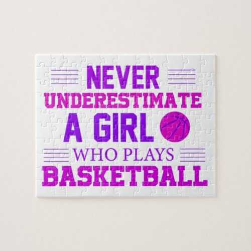 Never Underestimate A Girl Who Plays Basketball Jigsaw Puzzle