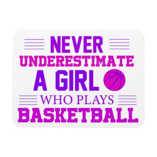 Never Underestimate A Girl Who Plays Basketball Magnet