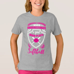 Never Underestimate A Girl Who Plays Softball Pink T-Shirt