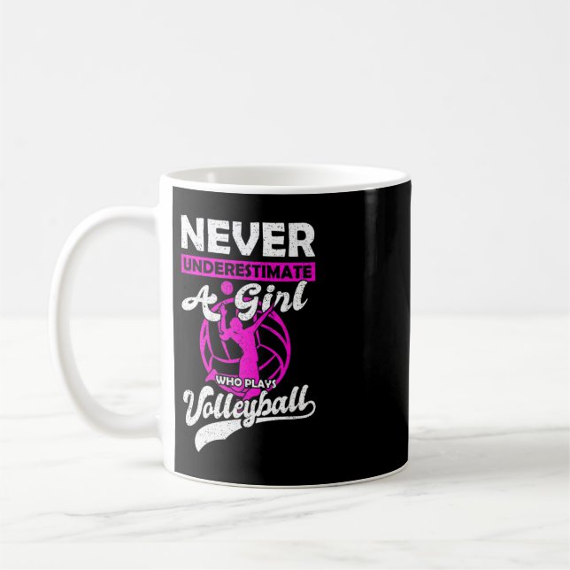 Never Underestimate A Girl Who Plays Volleyball Gi Coffee Mug (Left)