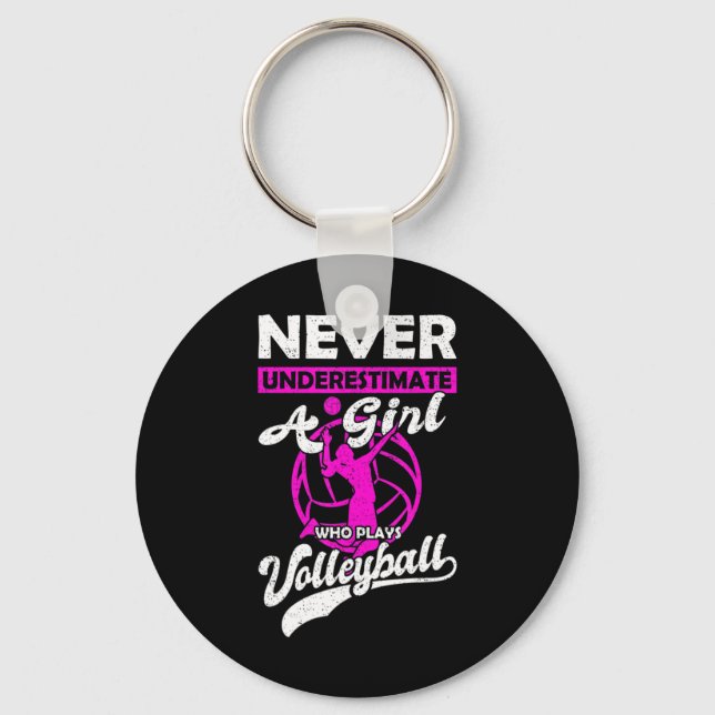 Never Underestimate A Girl Who Plays Volleyball Gi Keychain (Front)