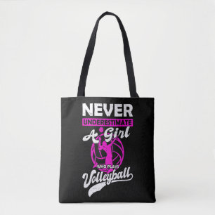 Never Underestimate A Girl Who Plays Volleyball Gi Tote Bag
