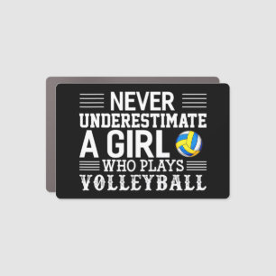 Never Underestimate A Girl Who Plays Volleyball Vo Car Magnet