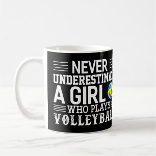 Never Underestimate A Girl Who Plays Volleyball Vo Coffee Mug