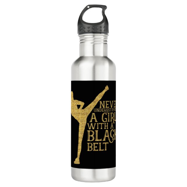 Never Underestimate A Girl with A Black Belt Gift  Stainless Steel Water Bottle (Front)