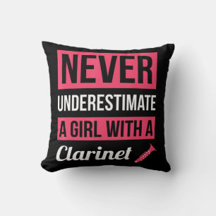 Never Underestimate A Girl With A Clarinet This fu Throw Pillow