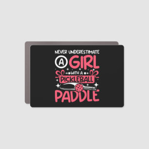 Never underestimate a girl with a Pickleball paddl Car Magnet