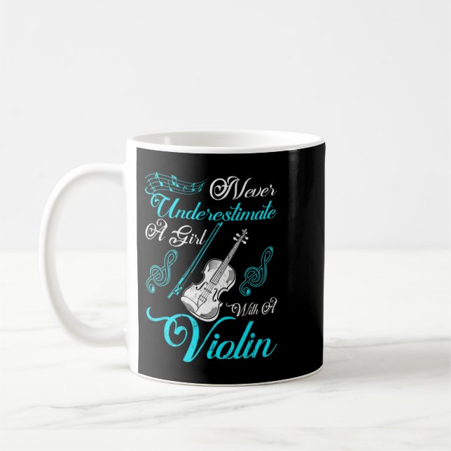 Never Underestimate a Girl with A Violin Gift Are  Coffee Mug (Left)