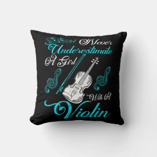Never Underestimate a Girl with A Violin Gift Are Throw Pillow