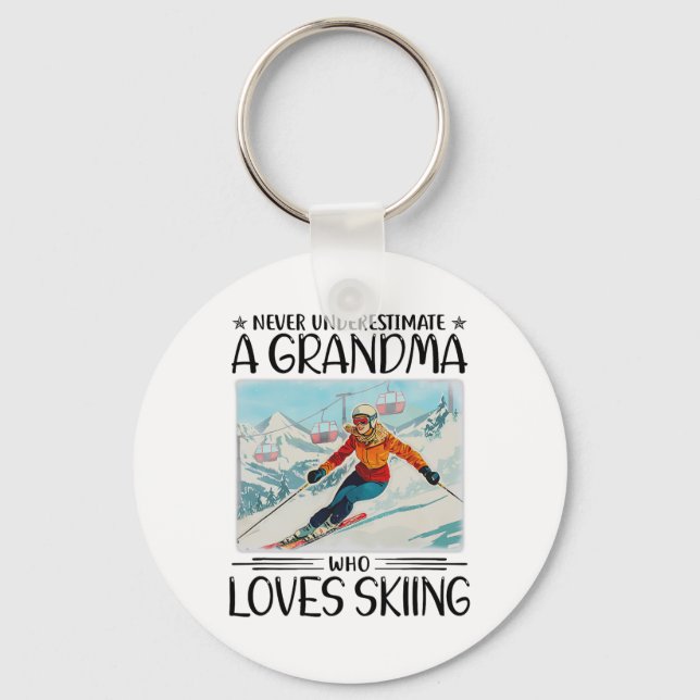 Never Underestimate A Grandma Who Loves Skiing  Keychain (Front)