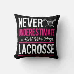Never Underestimate A Gril Who Plays Lacrosse Lacr Throw Pillow