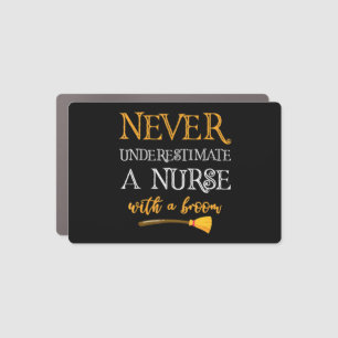 Never Underestimate A Nurse With A Broom Funny Gif Car Magnet