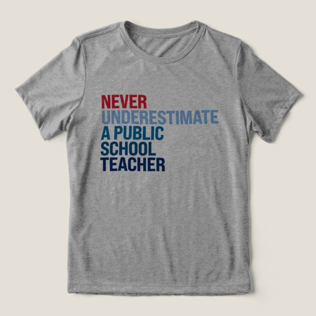 Never underestimate a public school teacher Tri-Blend shirt (Design Front)