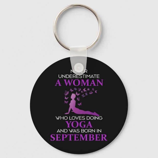 Never Underestimate A September Born Woman Who Lov Keychain (Front)