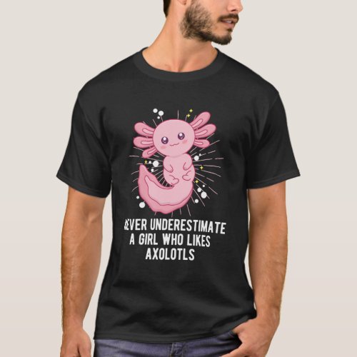 Never Underestimate A Who Likes Axolotls Salamande T_Shirt