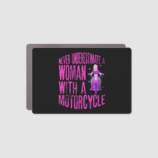 Never Underestimate A Woman With A Motorcycle A Fu Car Magnet