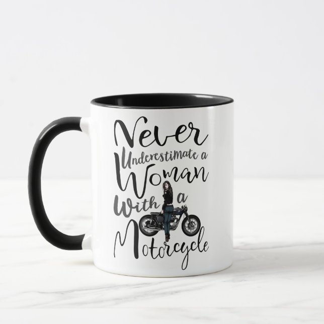Never Underestimate A Woman With a Motorcycle Gift Mug (Left)