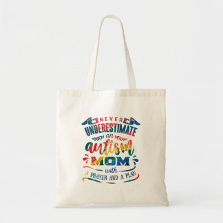 Never Underestimate an Autism Mom Rainbow  Tote Bag