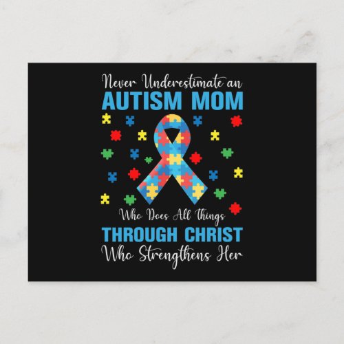 Never Underestimate an Autism Mom Who Does All Thi Invitation Postcard