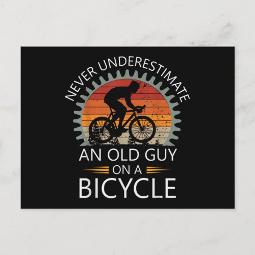 Never Underestimate An Old Guy On A Bicycle Announcement Postcard