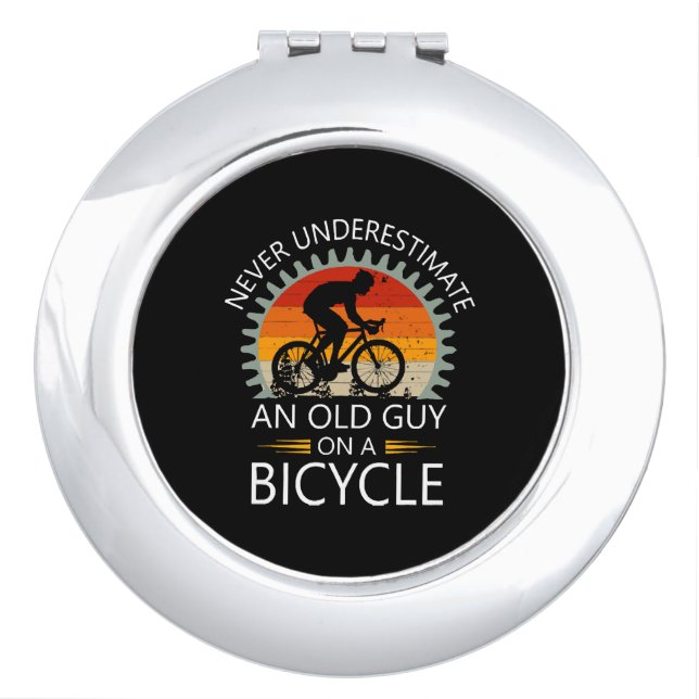  Never Underestimate An Old Guy On A Bicycle Compact Mirror (Front)