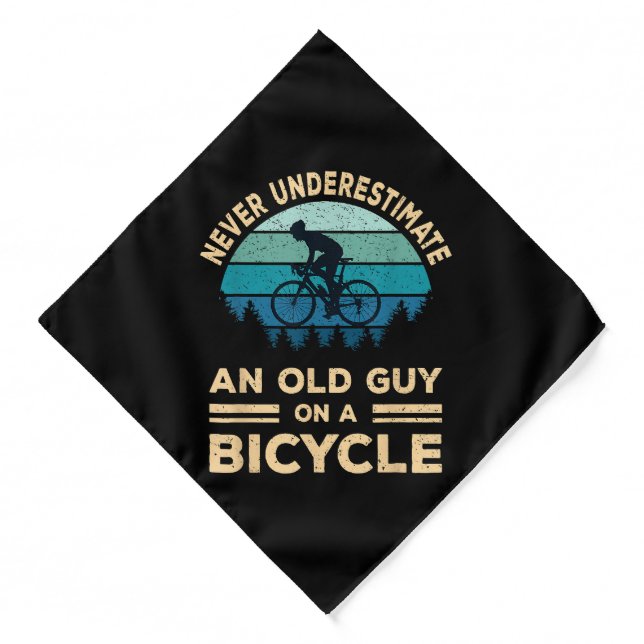 Never Underestimate An Old Guy On A Bicycle Funny  Bandana (Front)