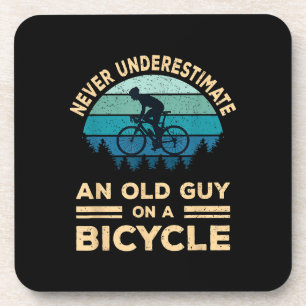 Never Underestimate An Old Guy On A Bicycle Funny  Beverage Coaster