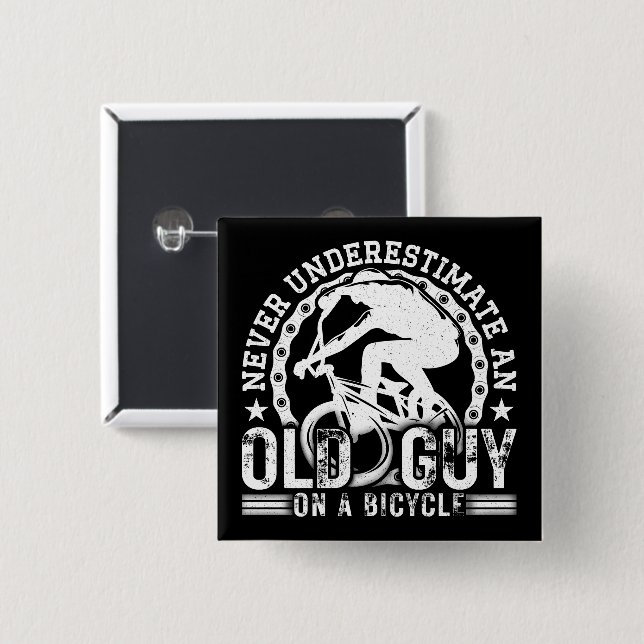 Never Underestimate An Old Guy On A Bicycle Funny  Button (Front & Back)