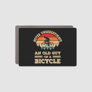 Never Underestimate An Old Guy On A Bicycle Funny  Car Magnet