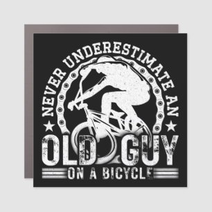 Never Underestimate An Old Guy On A Bicycle Funny  Car Magnet