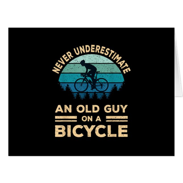 Never Underestimate An Old Guy On A Bicycle Funny  Cards (Front Horizontal)