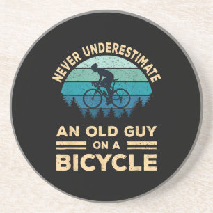 Never Underestimate An Old Guy On A Bicycle Funny  Coaster