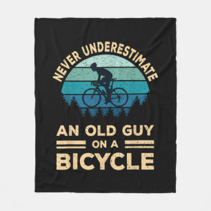 Never Underestimate An Old Guy On A Bicycle Funny Fleece Blanket
